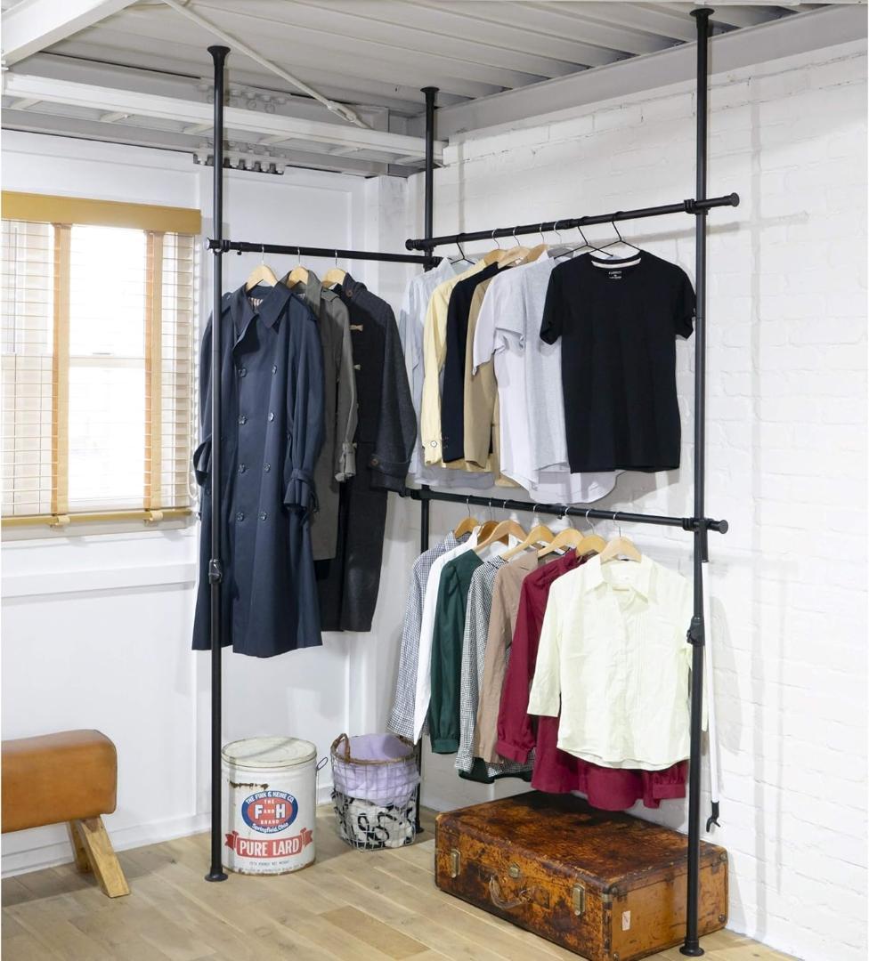 山善 突っ張りラック ポール ブラック WJ-795RM(MBK) トリプル