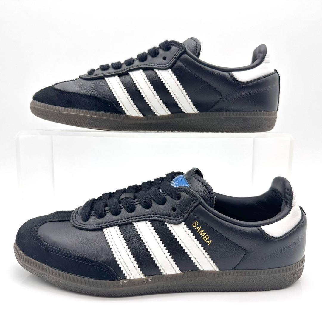 アディダス サンバ OG ブラック ホワイト ゴールド レザー ガム 22.5
