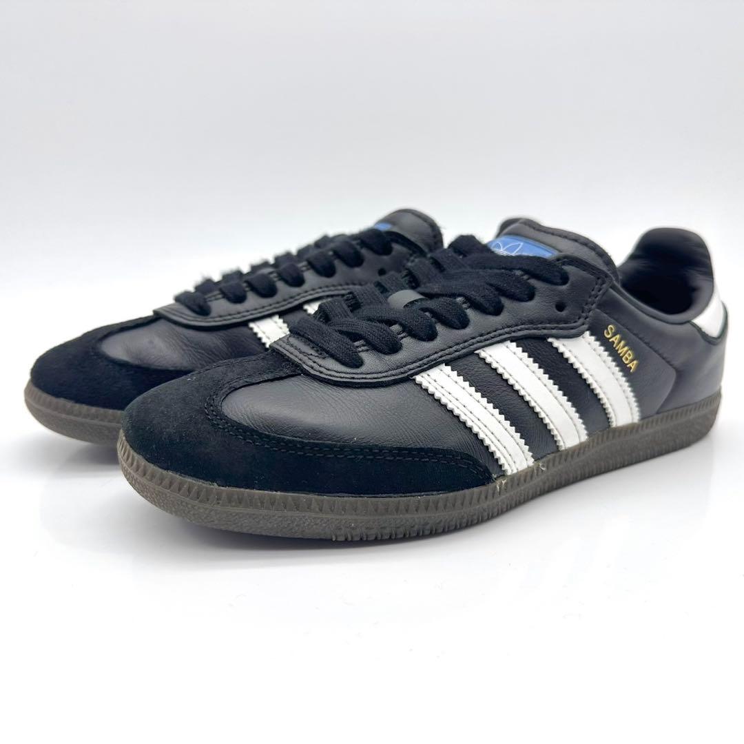 アディダス サンバ OG ブラック ホワイト ゴールド レザー ガム 22.5