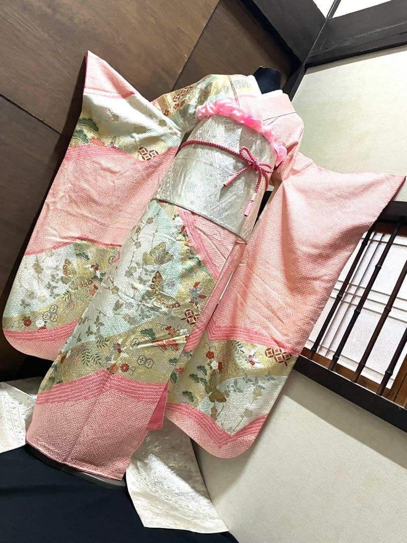 振袖 フルセット5点サイズM総絞り　蝶々金銀箔　売り切り終了