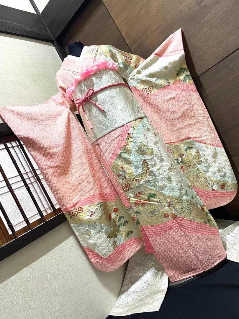 振袖 フルセット5点サイズM総絞り　蝶々金銀箔　売り切り終了