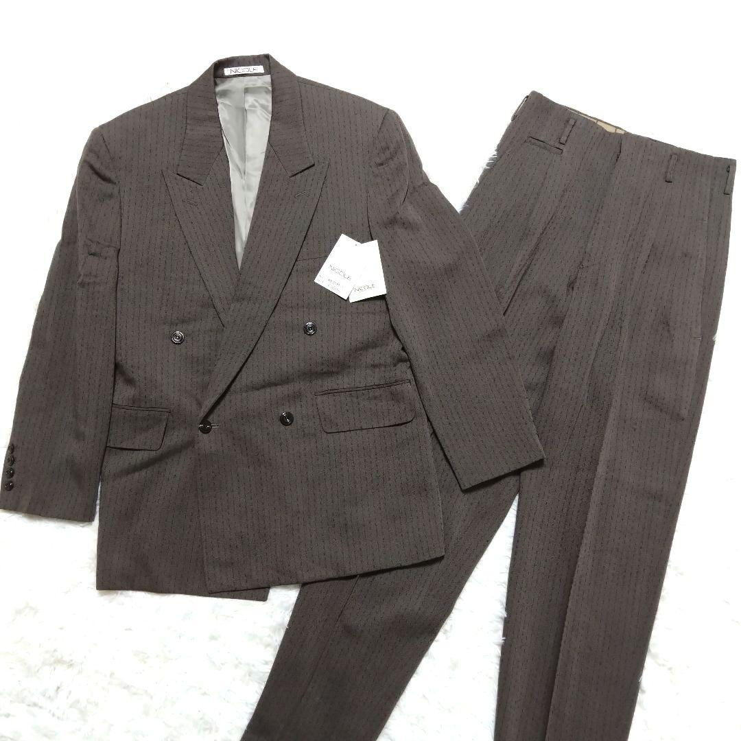 ニコル ダブルスーツ セットアップ ブラウン ウール ヴィンテージ S