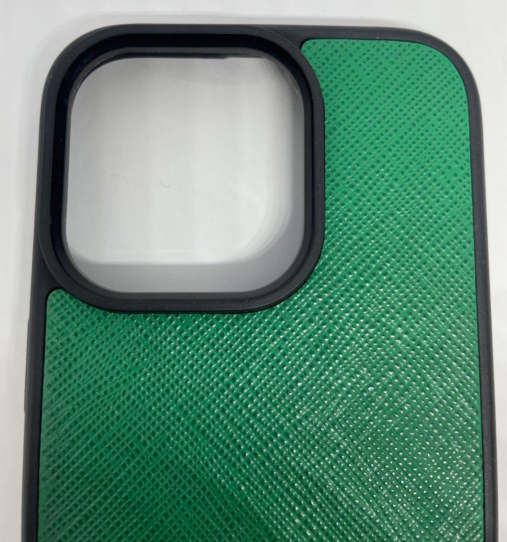 プラダ　トライアング iPhone14プロ　ケース 　グリーン