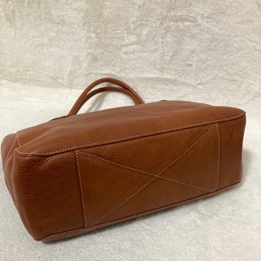 【美品】genten ゲンテン レザートートバッグ ブラウン パスケース付き