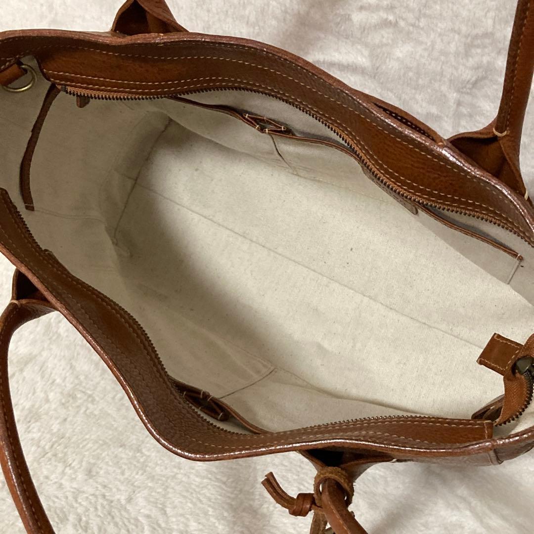 【美品】genten ゲンテン レザートートバッグ ブラウン パスケース付き