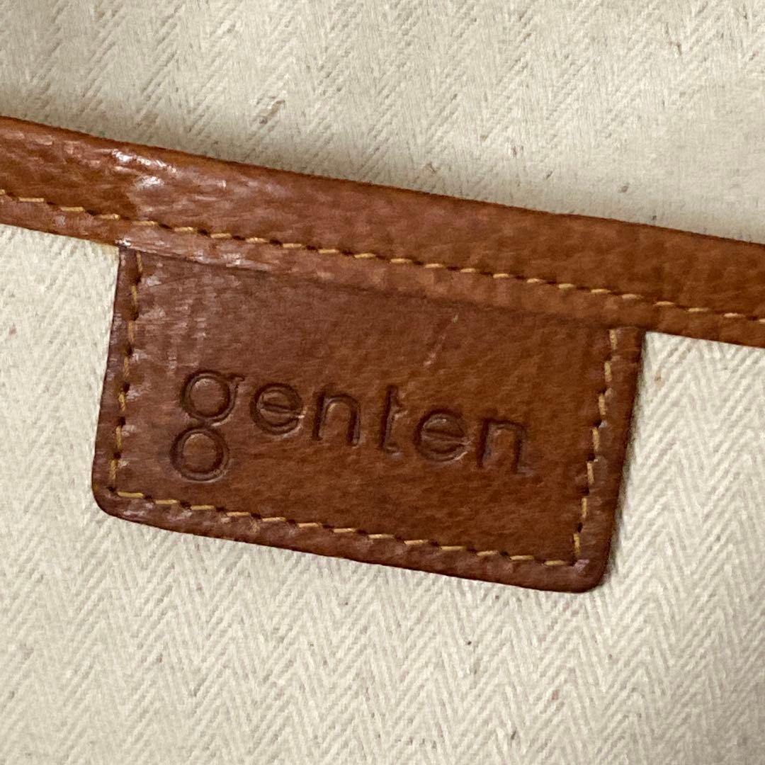【美品】genten ゲンテン レザートートバッグ ブラウン パスケース付き