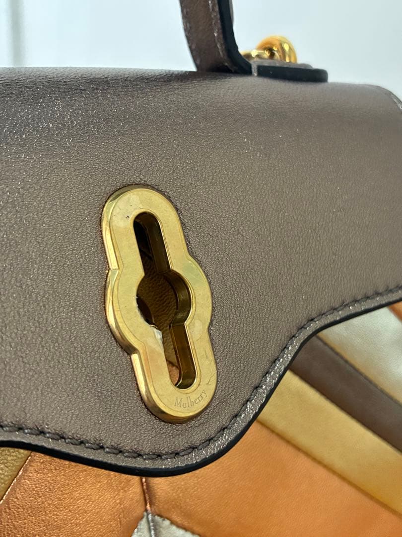 mulberry マイクロシートン レザーブロンズ 2WAY ハンドバッグ