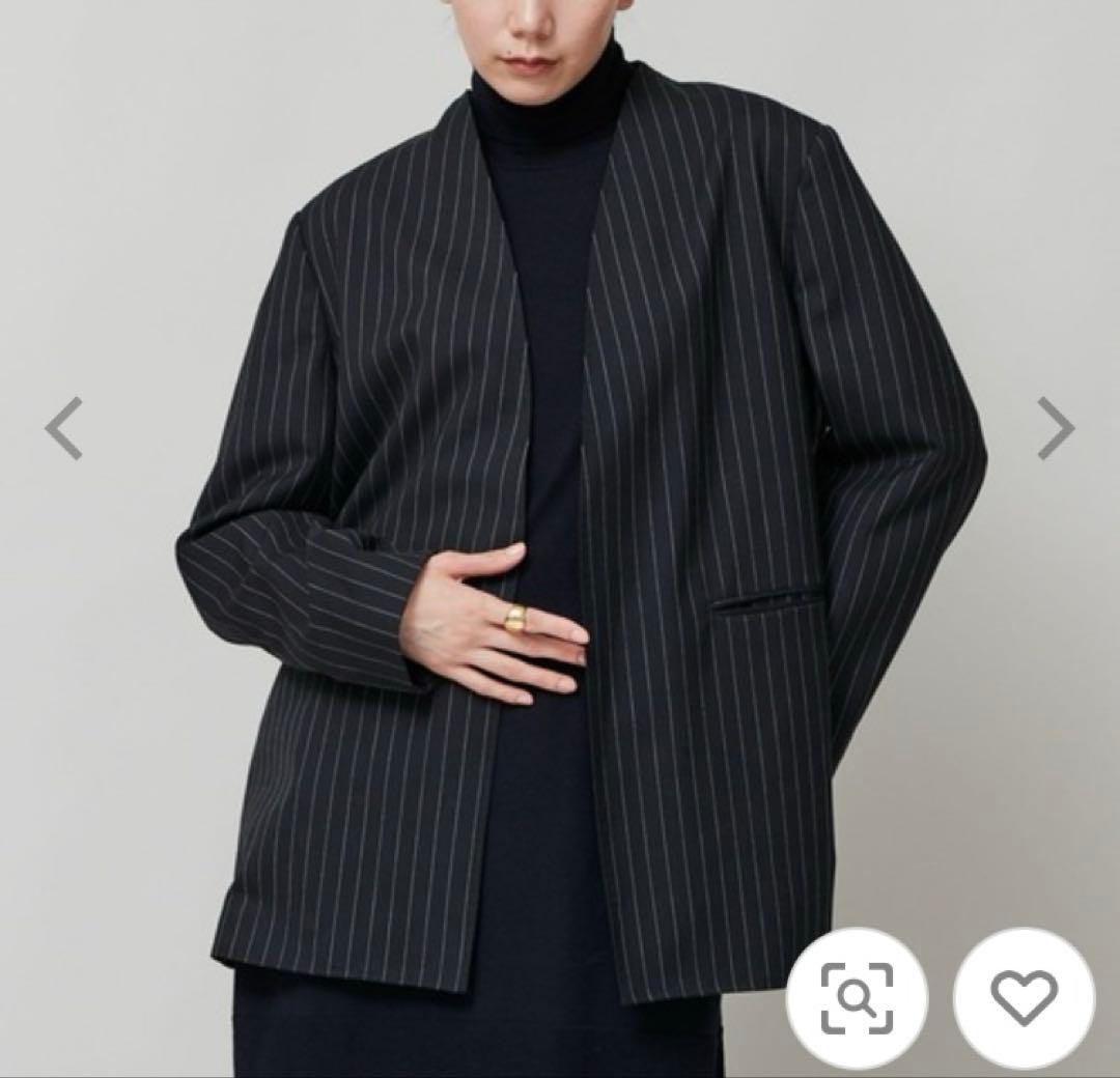 美品 Curensology カレンソロジー ウールピンストライプジャケット