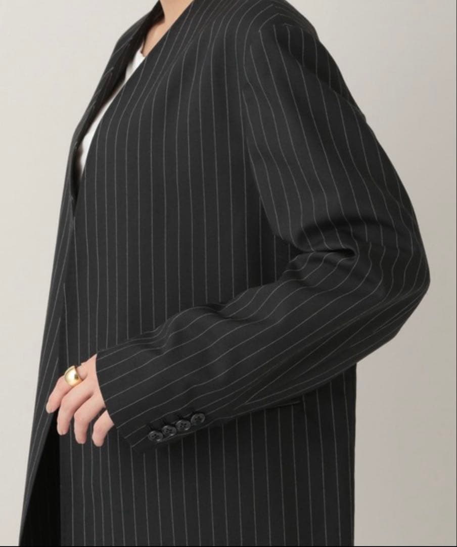 美品 Curensology カレンソロジー ウールピンストライプジャケット