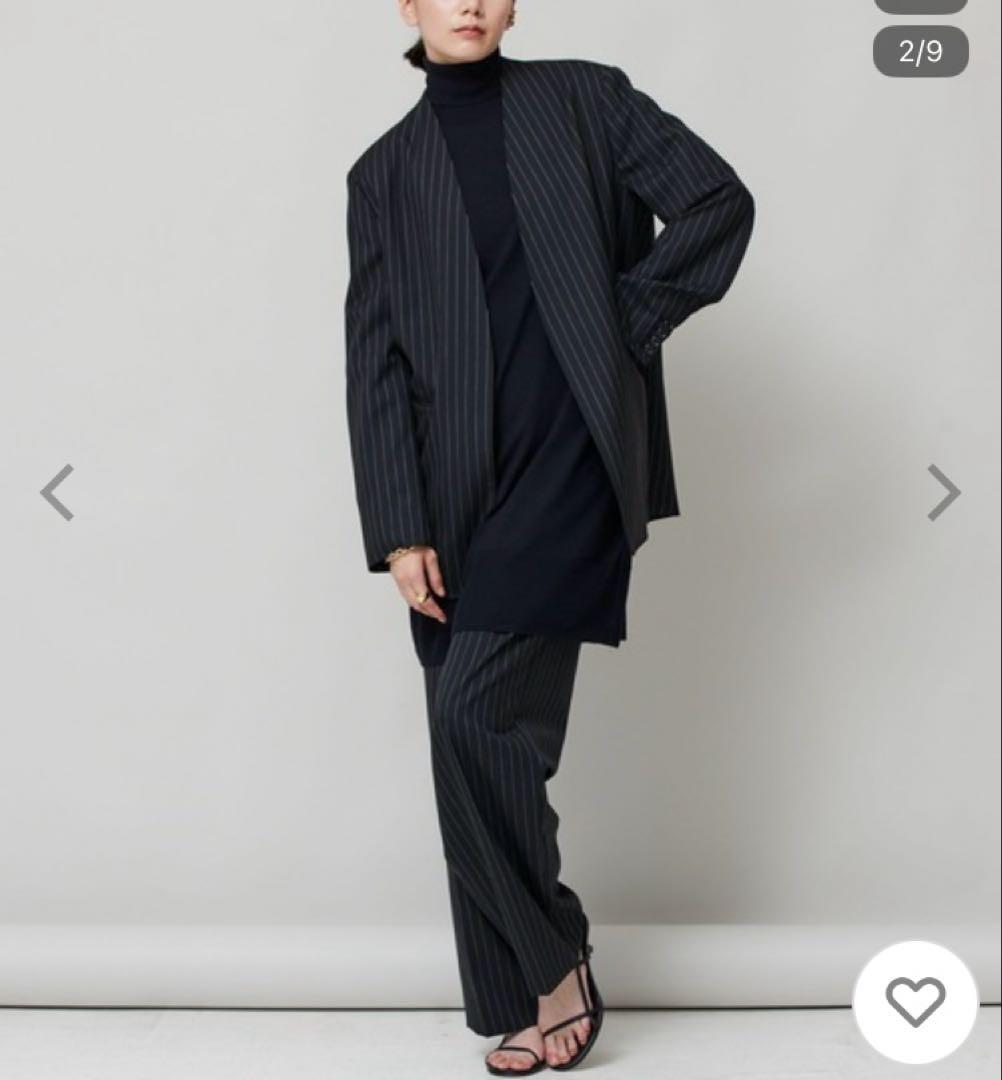 美品 Curensology カレンソロジー ウールピンストライプジャケット