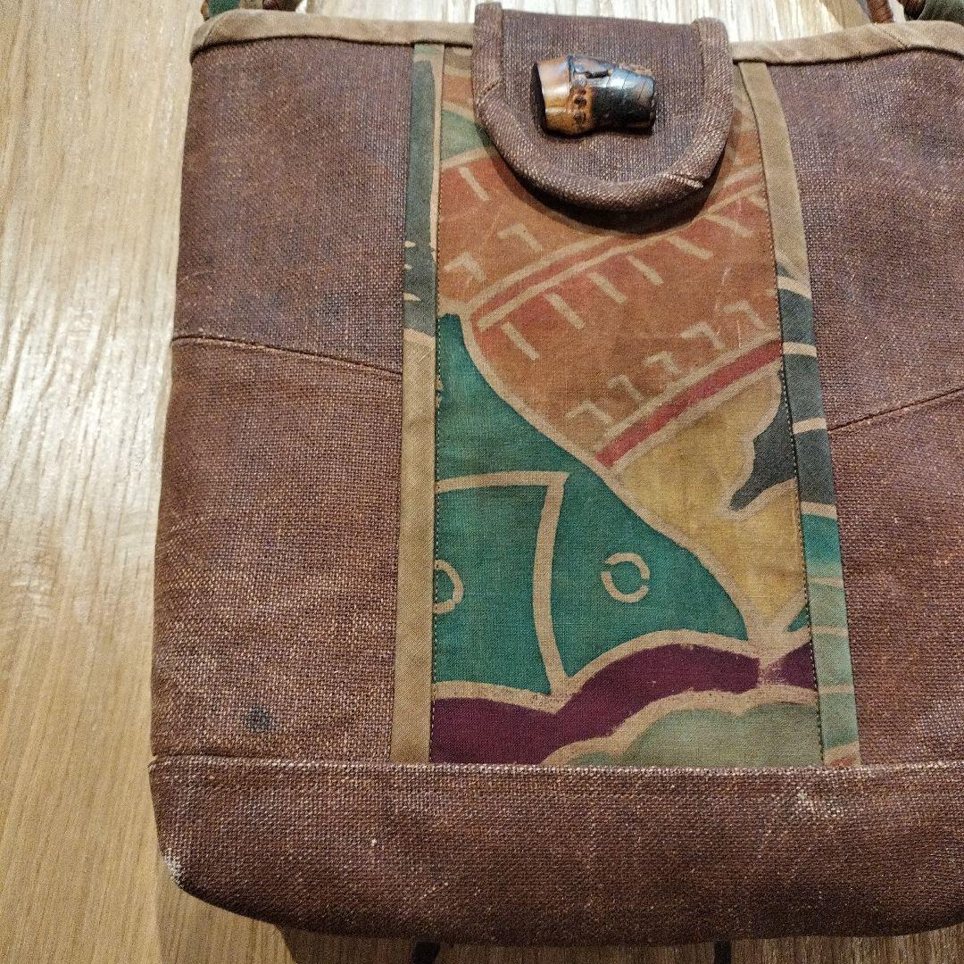 古布 酒袋 大漁旗柿渋染 トートバッグ