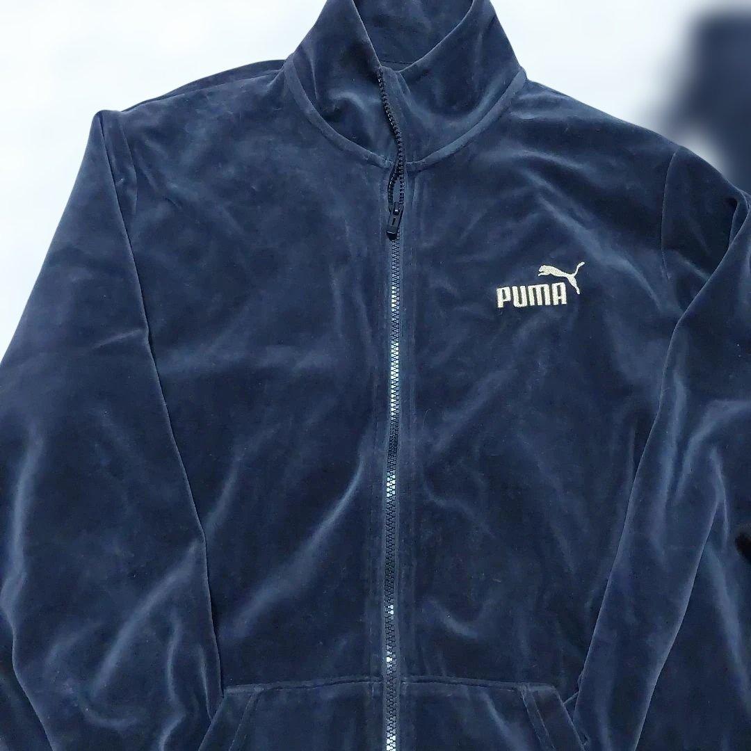 【セットアップ】PUMA ベロア トラックジャケット ジャージ 黒 金 XXL