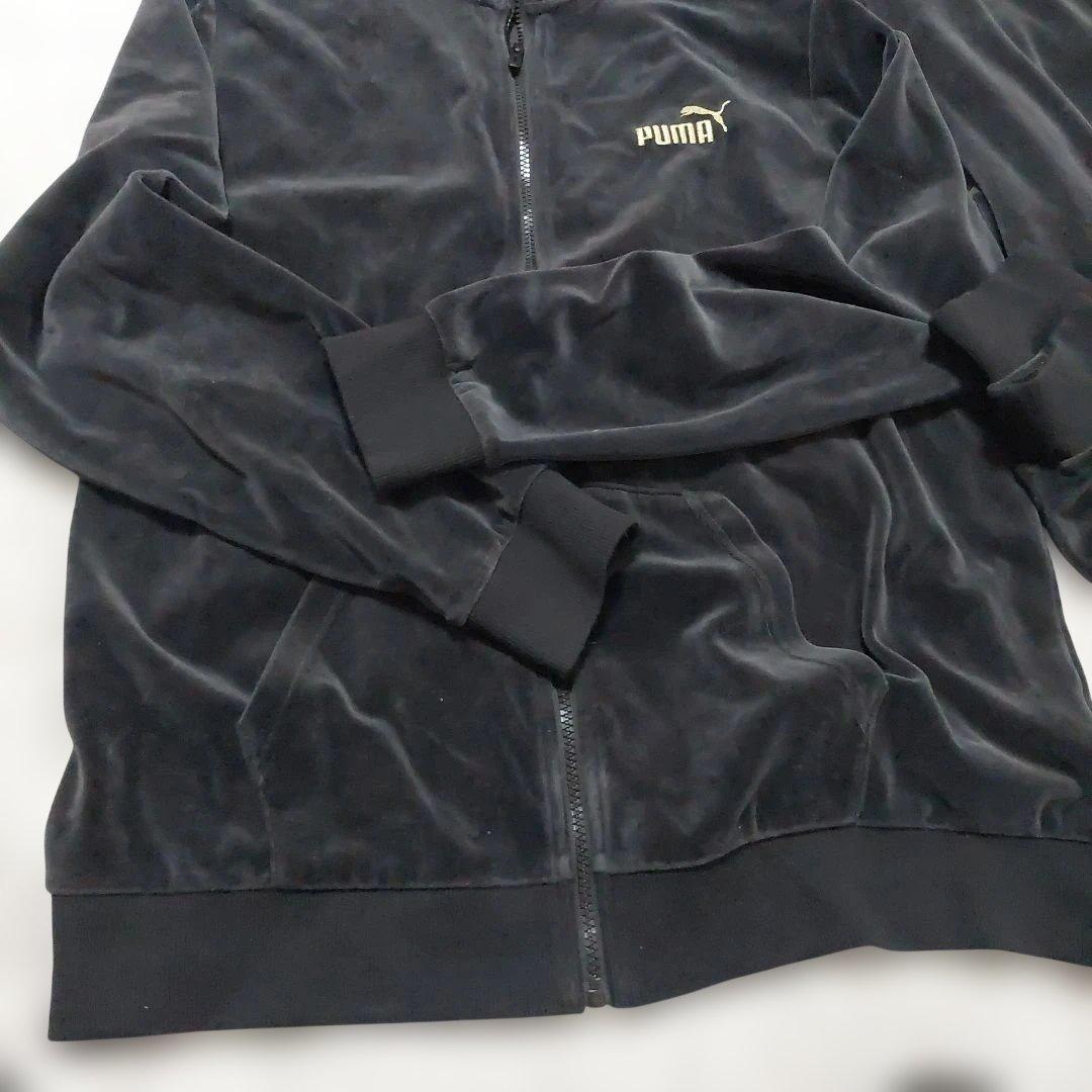 【セットアップ】PUMA ベロア トラックジャケット ジャージ 黒 金 XXL