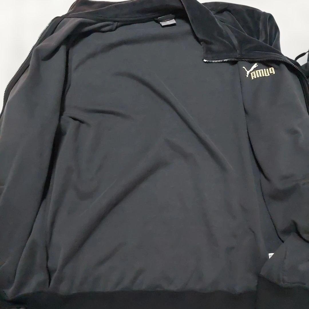 【セットアップ】PUMA ベロア トラックジャケット ジャージ 黒 金 XXL