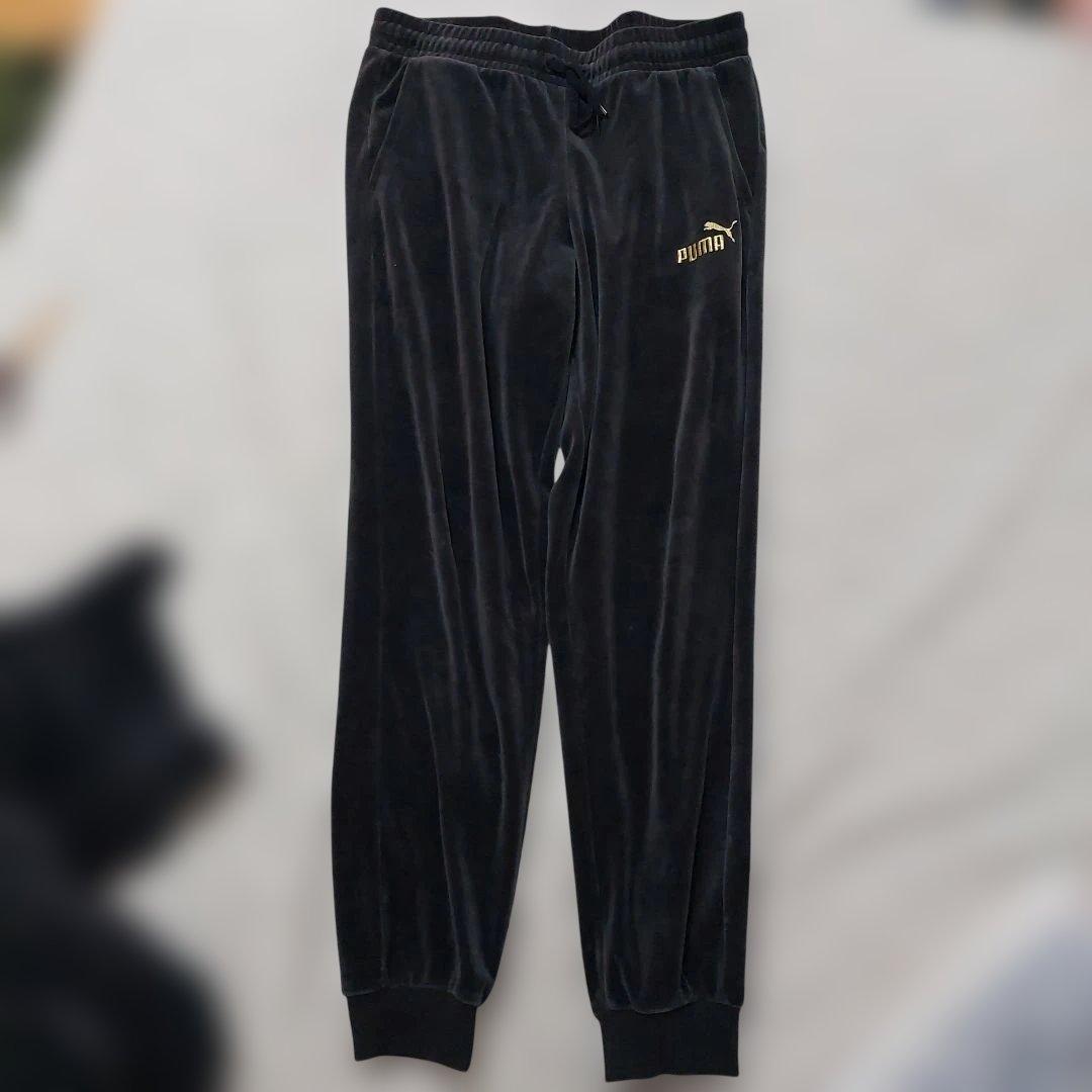 【セットアップ】PUMA ベロア トラックジャケット ジャージ 黒 金 XXL