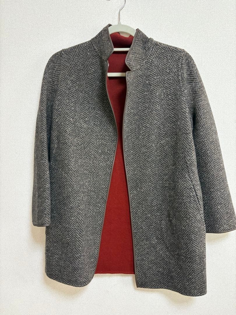 Loro Piana カシミアコート リバーシブル赤 &ヘリンボーン