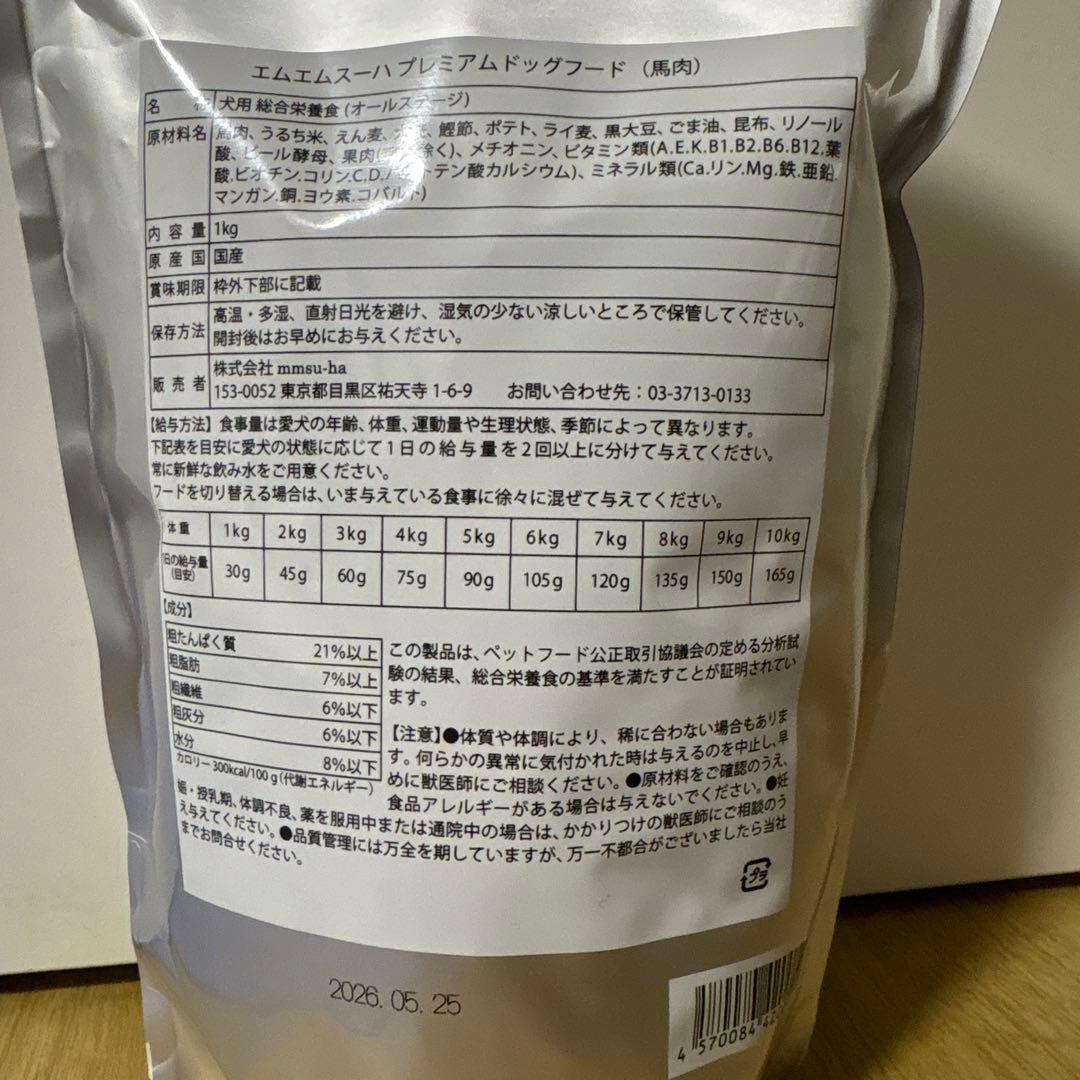【kenken】mmsu-ha ドッグフード/馬肉　1kg×3