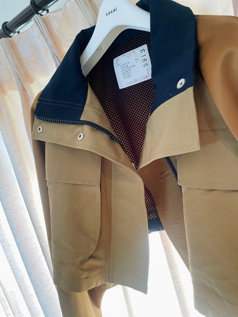 【ほぼ未使用】sacai クロップドジャケット ベージュ/ネイビー