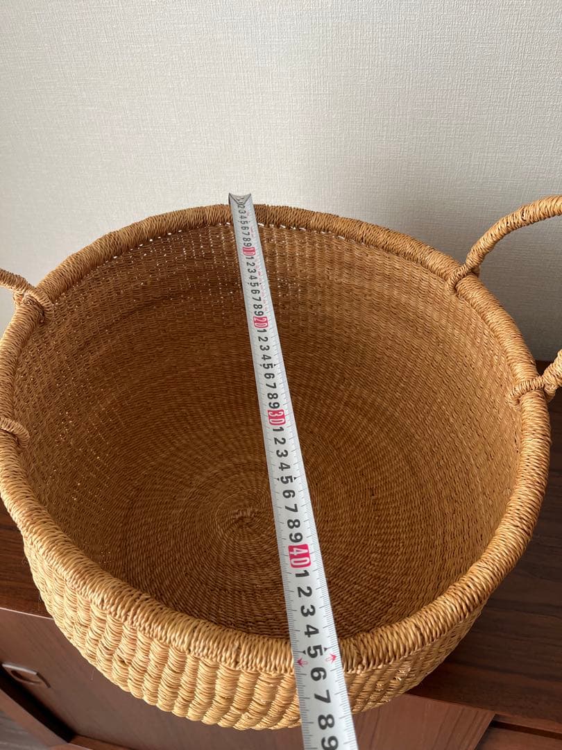 ✴️美品✴️アフリカ 手編み ラフィアかご 大型収納　バスケット　カゴアミドリ購入