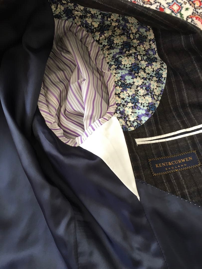 【極美品】ケント＆カーウェン スーツ フラノ ブラウンチェック 英国生地 日本製