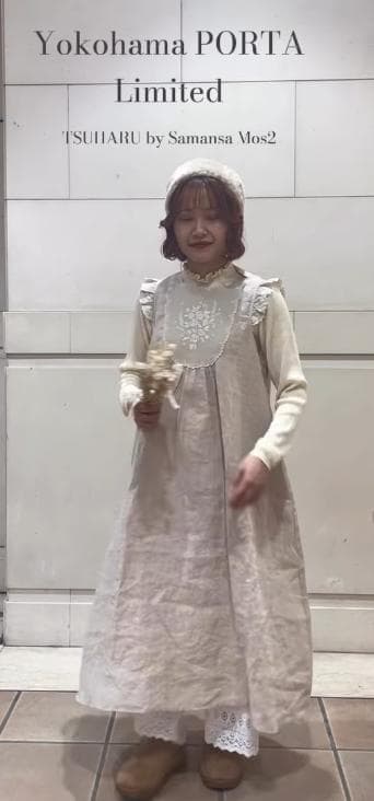 ★ゆうな 横浜 ツハル ローズ柄刺繍ノースリーブワンピース