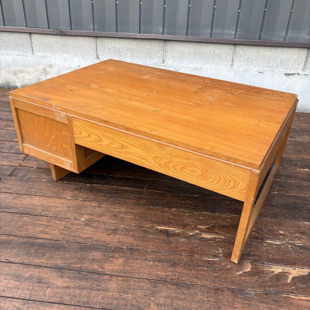 昭和レトロ 古家具 木製文机 引き出し付き座卓 書斎机 ビンテージ ヴィンテージ