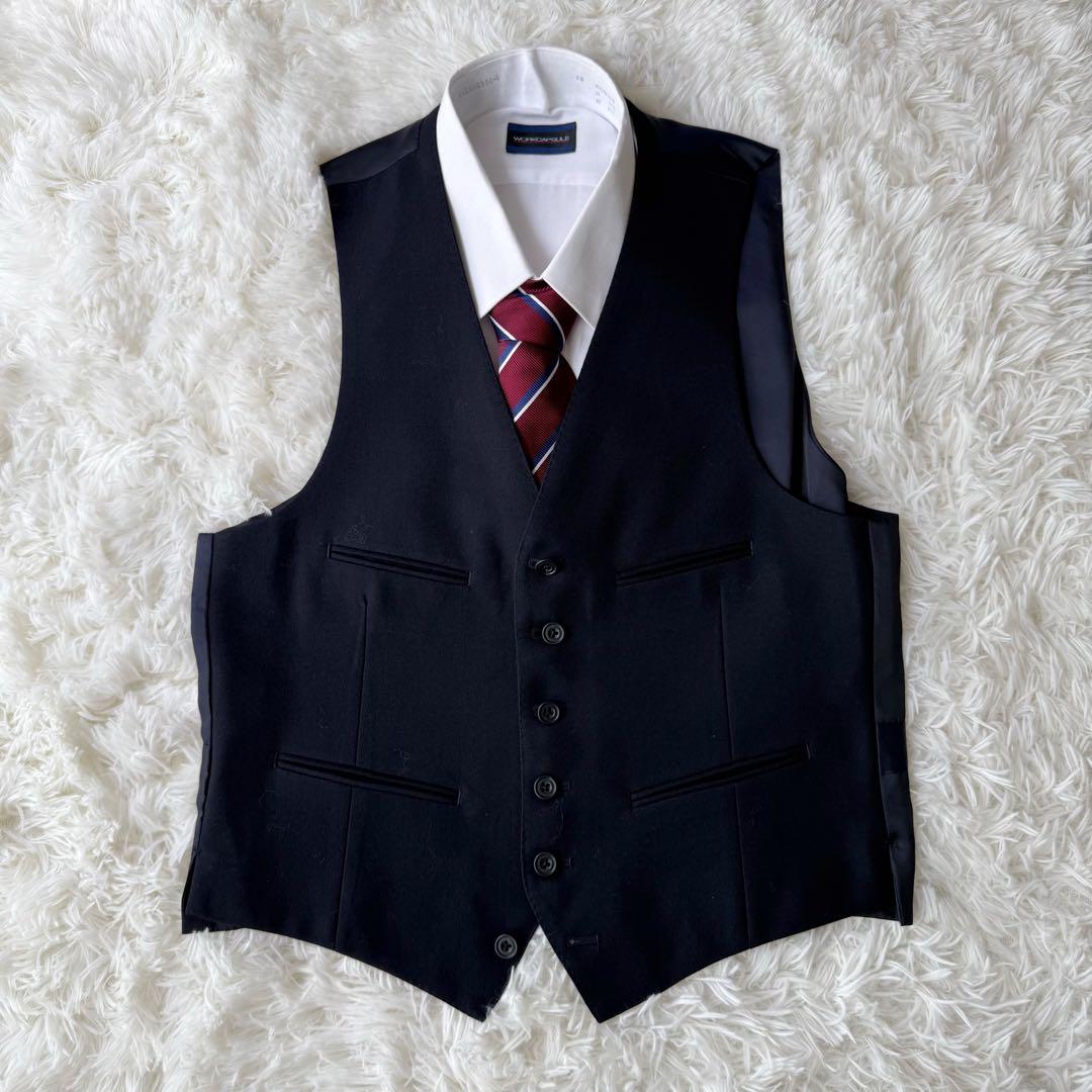 【3ピース】最高級 BURBERRY セットアップスーツ ネイビー165 AB4