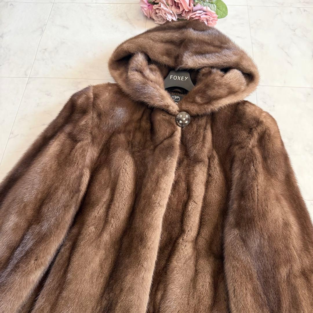 人気★サガ デミバフミンク フード付 クロップド ファーコート なめし柔らか