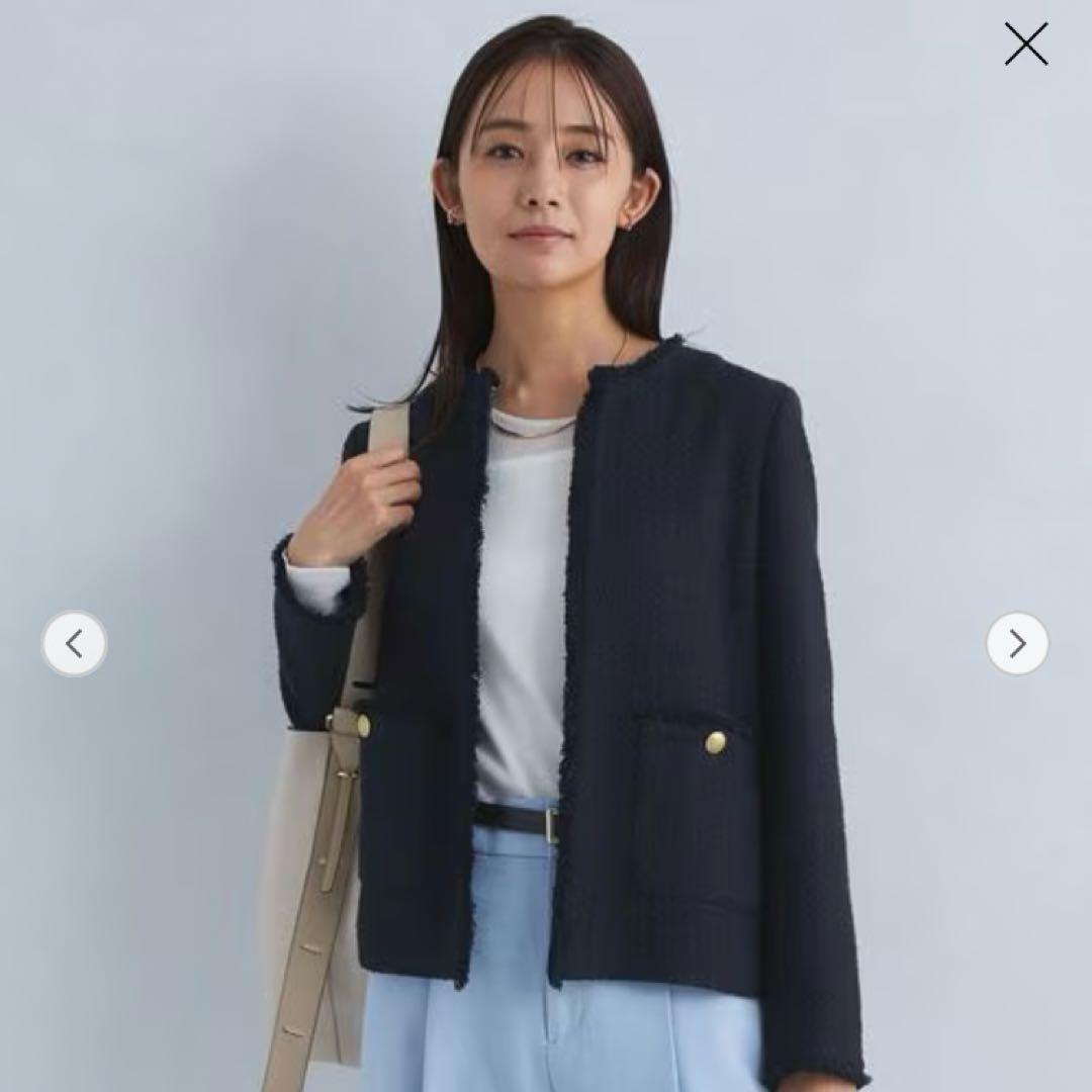 極美品　ツイードジャケット　金ボタン　ネイビー　M セレモニー