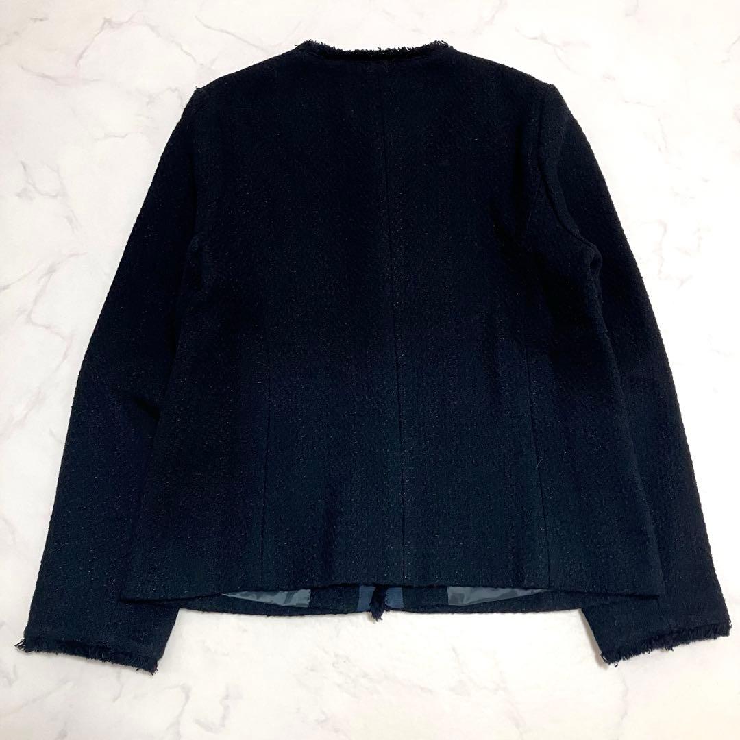 極美品　ツイードジャケット　金ボタン　ネイビー　M セレモニー