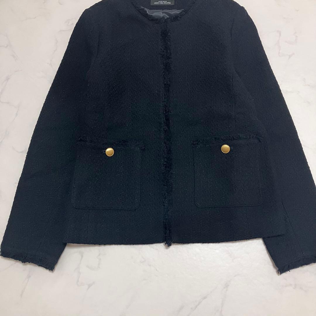 極美品　ツイードジャケット　金ボタン　ネイビー　M セレモニー