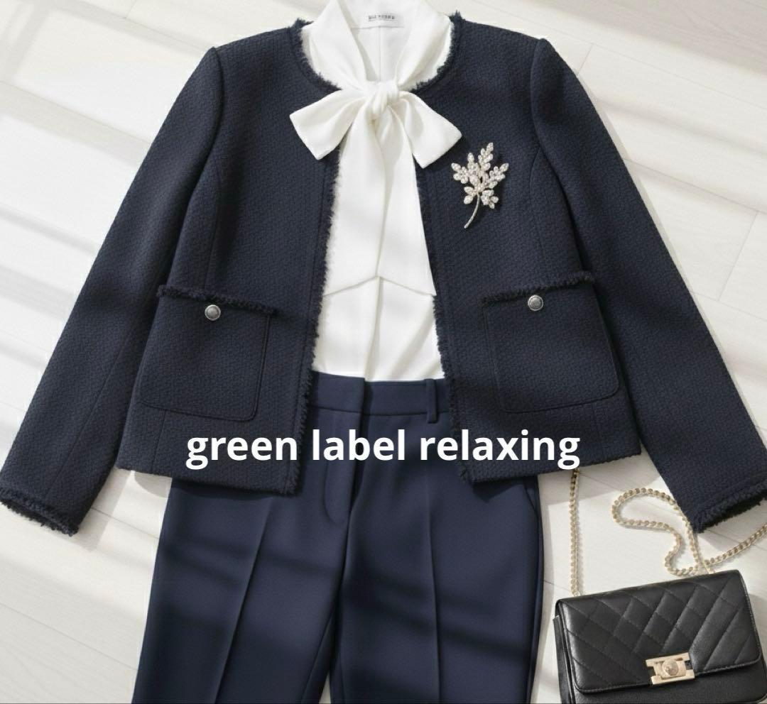 極美品　ツイードジャケット　金ボタン　ネイビー　M セレモニー