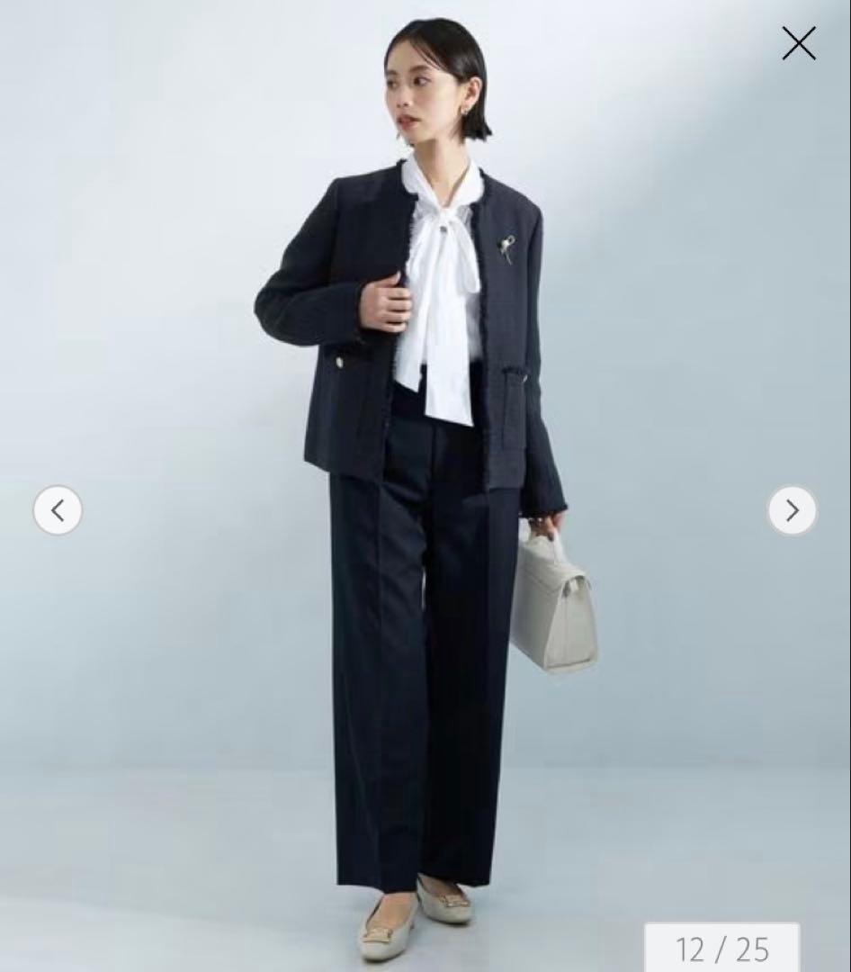 極美品　ツイードジャケット　金ボタン　ネイビー　M セレモニー