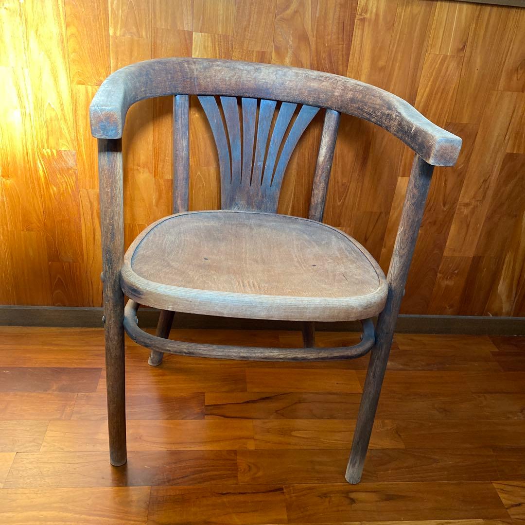 昭和レトロ 木製フレーム　アームチェア 椅子 ダイニングチェア