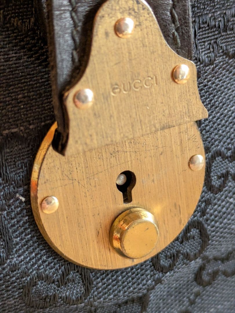 GUCCI GGキャンバス×カーフレザーボストンバッグ　ヴィンテージ　イタリア製