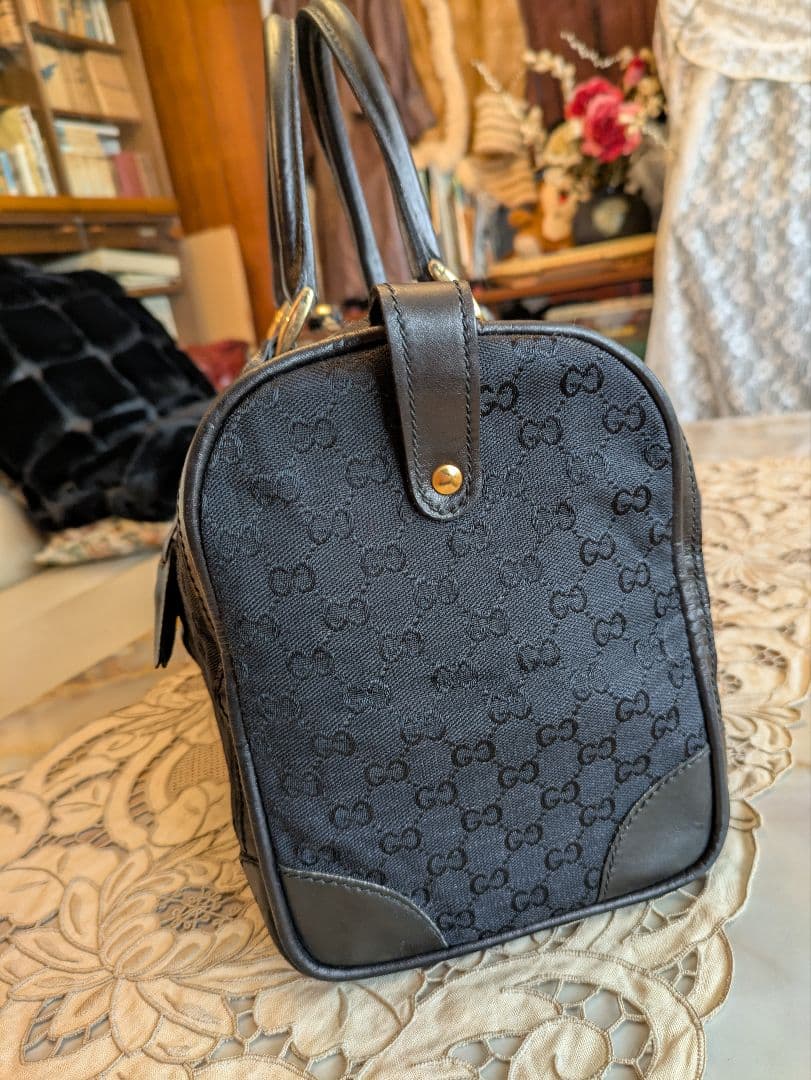 GUCCI GGキャンバス×カーフレザーボストンバッグ　ヴィンテージ　イタリア製