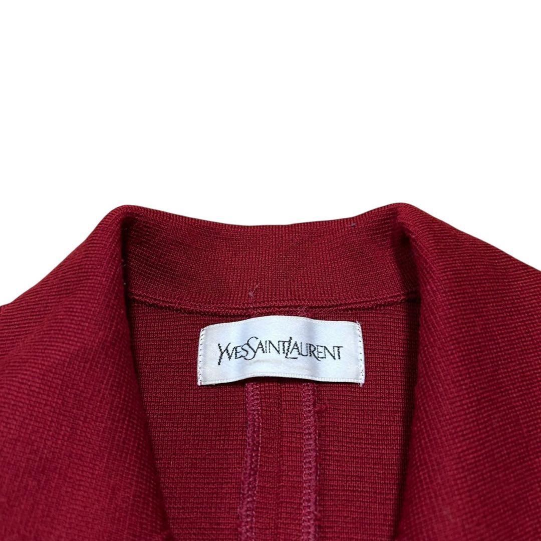 Yves Saint Laurent オープンカラー ワンピース ボルドー