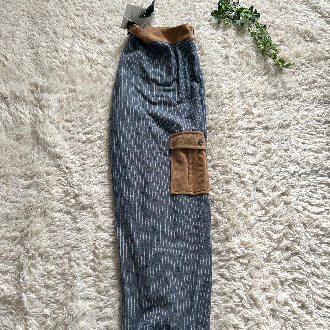 未使用　センソユニコ　サルエルパンツ　異素材　切り替え　リネン　大きいサイズ