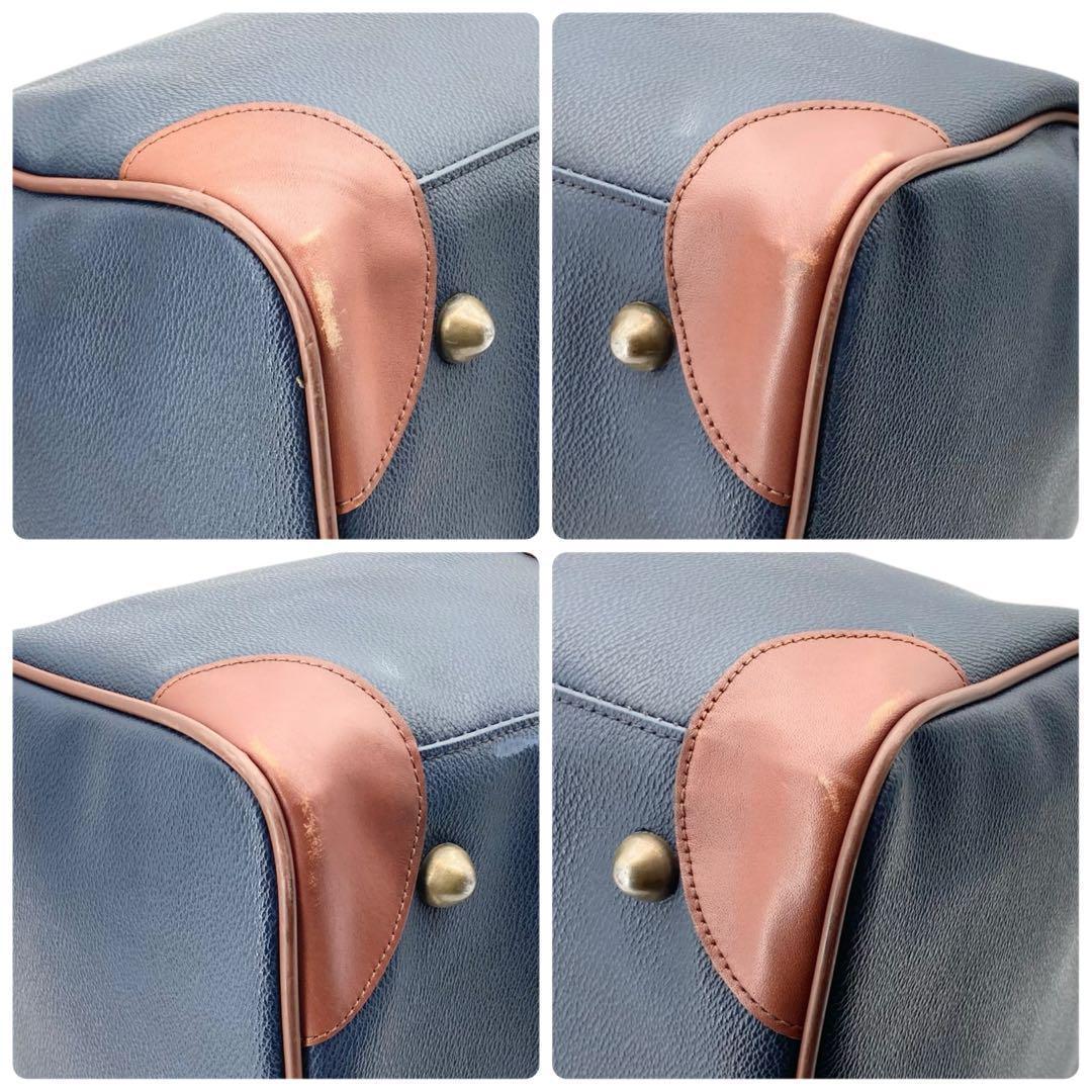 良品848 バーバリー 2way ボストンバッグ 大容量 ネイビー ヴィンテージ