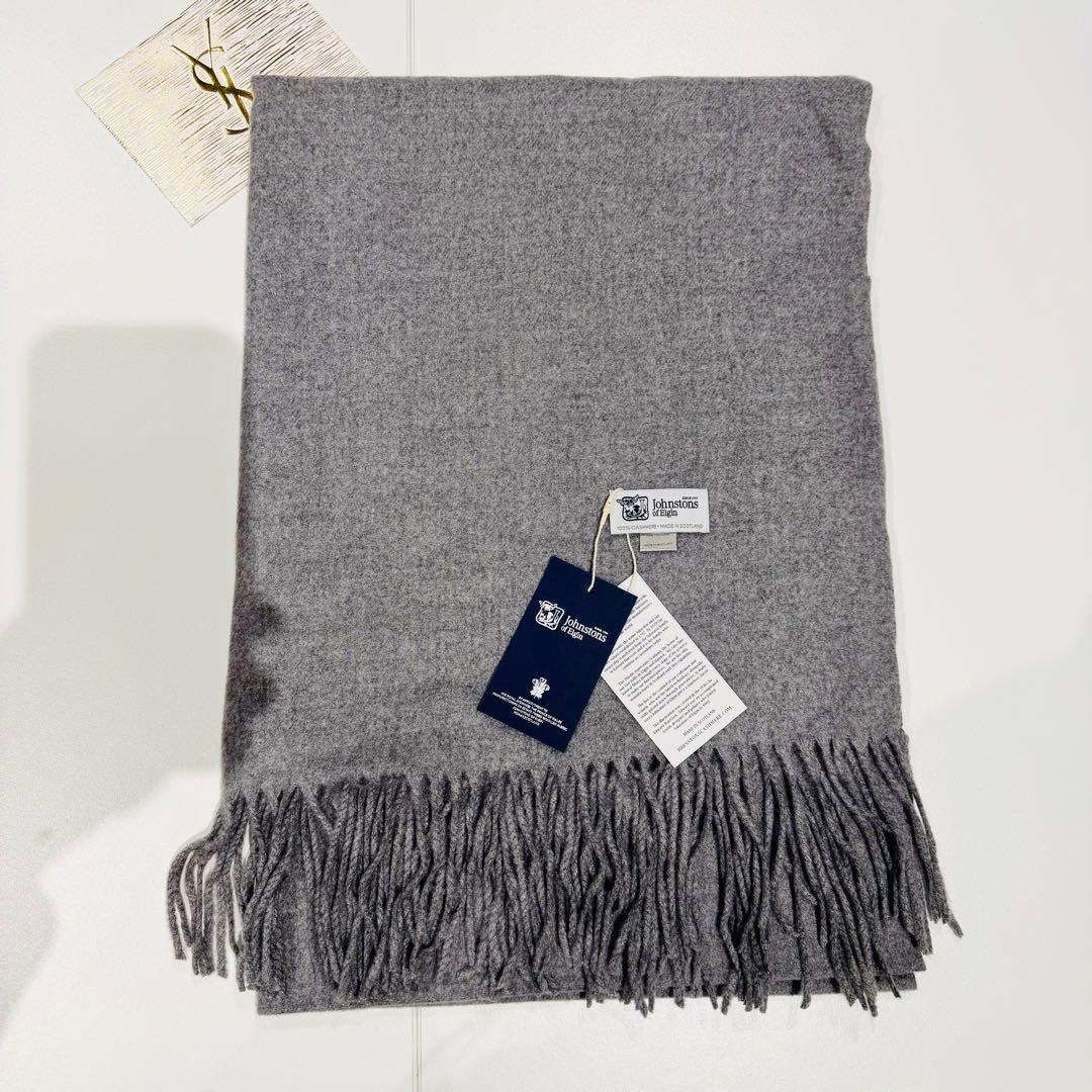 D*)様 ジョンストンズ 大判 マフラー ストール グレー