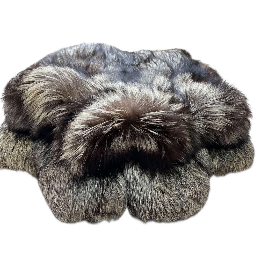 着丈100cm 肉厚ボリューム◎ シルバーフォックス リアルファー 毛並み◎