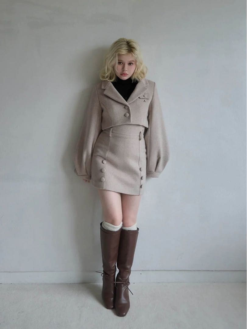 スカート andmary Blair high waist skirt/p.beige M