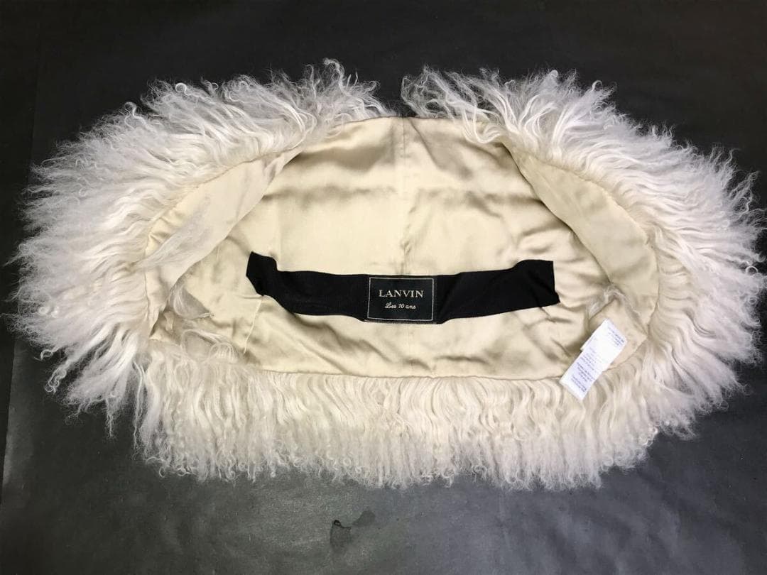 正規ランバン★モンゴリアンラム ファーボレロ アイボリーホワイト★美品