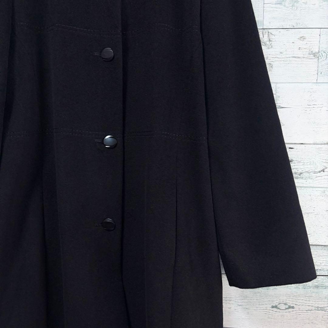 ☆高級アンゴラ100%☆レリアン　ロングコート　大きいサイズ13＋　ブラック