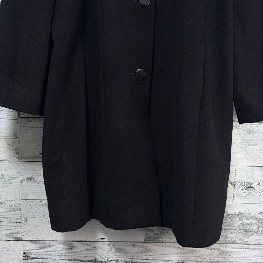 ☆高級アンゴラ100%☆レリアン　ロングコート　大きいサイズ13＋　ブラック