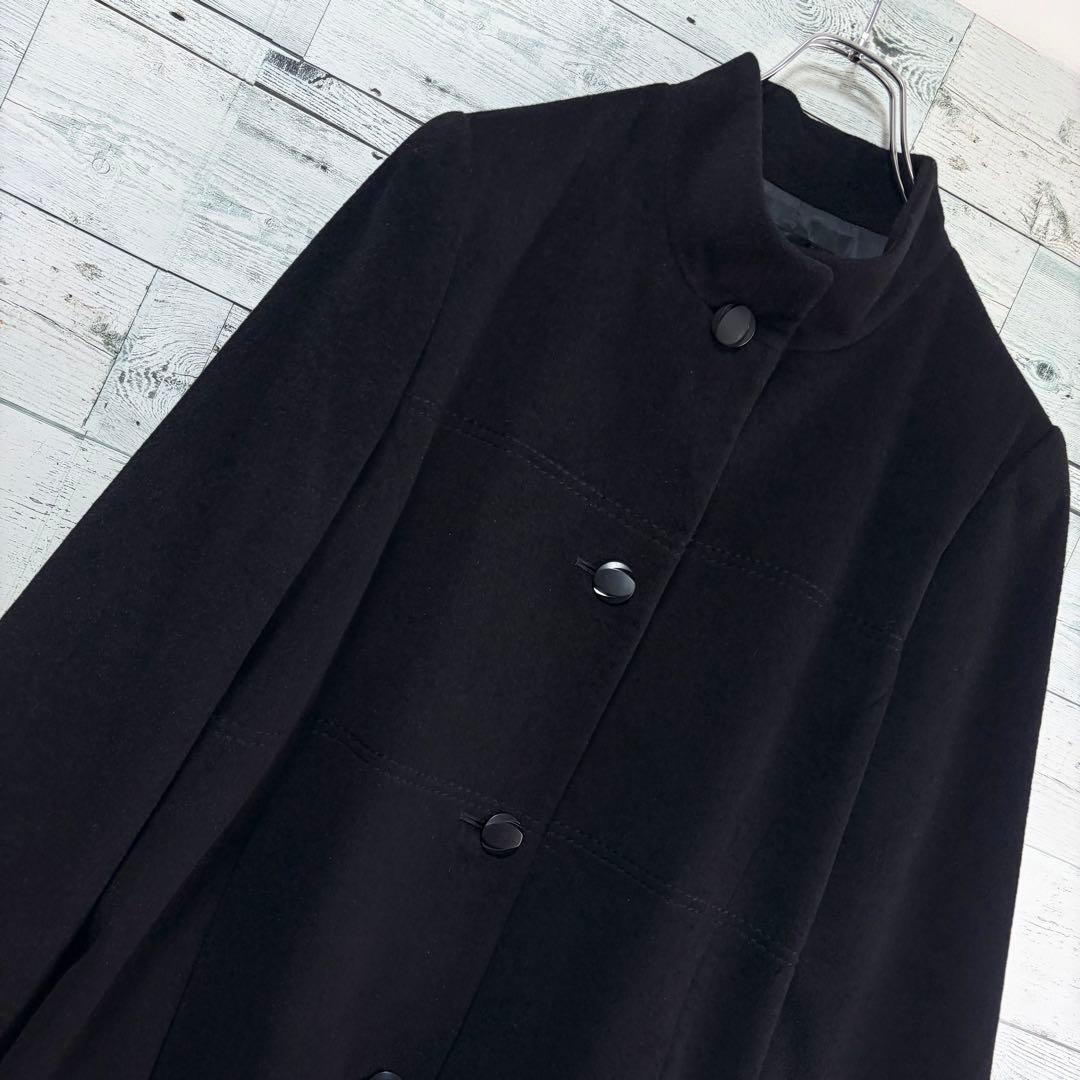 ☆高級アンゴラ100%☆レリアン　ロングコート　大きいサイズ13＋　ブラック