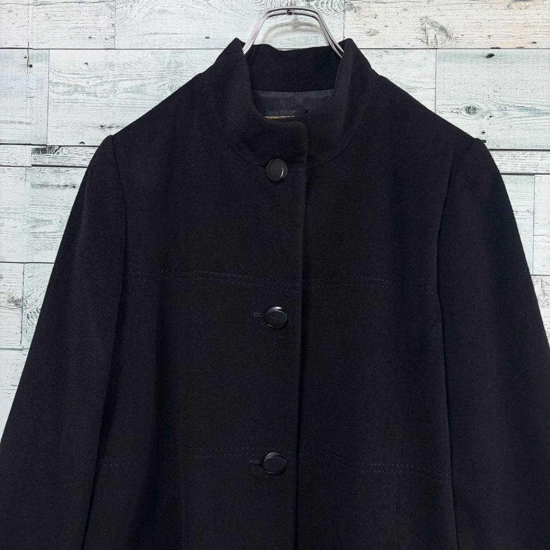 ☆高級アンゴラ100%☆レリアン　ロングコート　大きいサイズ13＋　ブラック