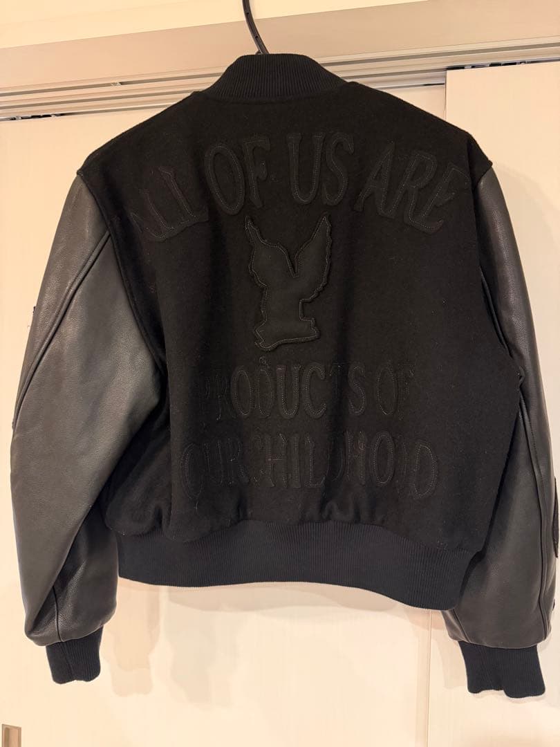 MASU バーシティジャケット　ブラックスタジャン ウール レザー刺繍