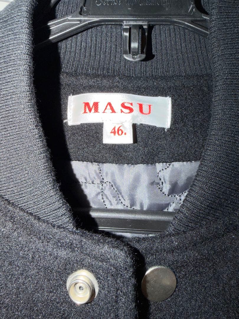 MASU バーシティジャケット　ブラックスタジャン ウール レザー刺繍