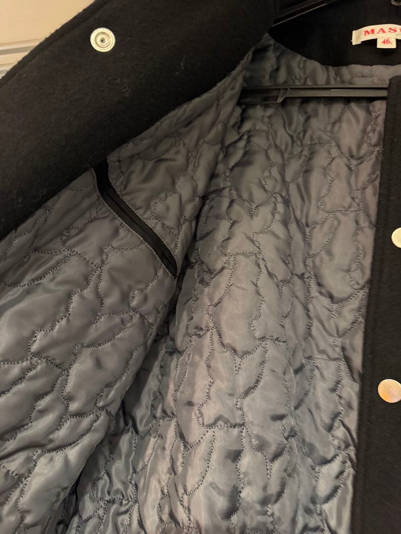 MASU バーシティジャケット　ブラックスタジャン ウール レザー刺繍